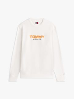 Logo Sueded Terry Crew Neck Sweatshirt — White 5