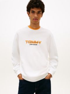 Logo Sueded Terry Crew Neck Sweatshirt — White 1
