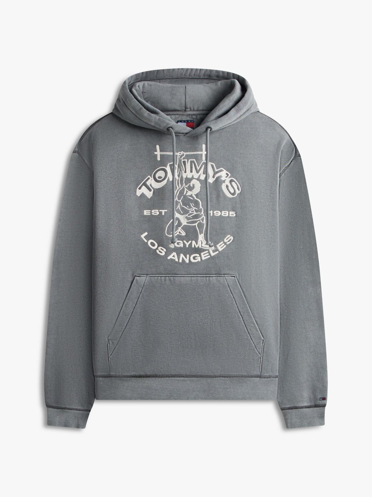 Gym Logo Embroidery Washed Relaxed Hoody — Black