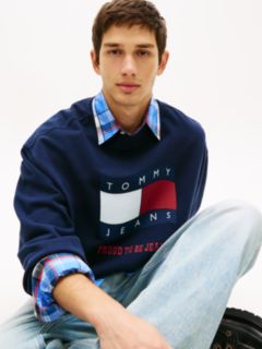 90s Wavy Flag Terry Crew Neck Sweatshirt — Blue 2