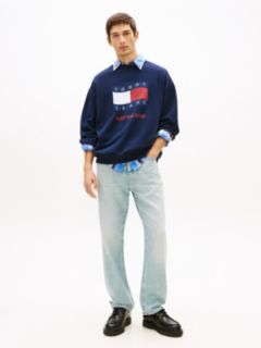 90s Wavy Flag Terry Crew Neck Sweatshirt — Blue 3