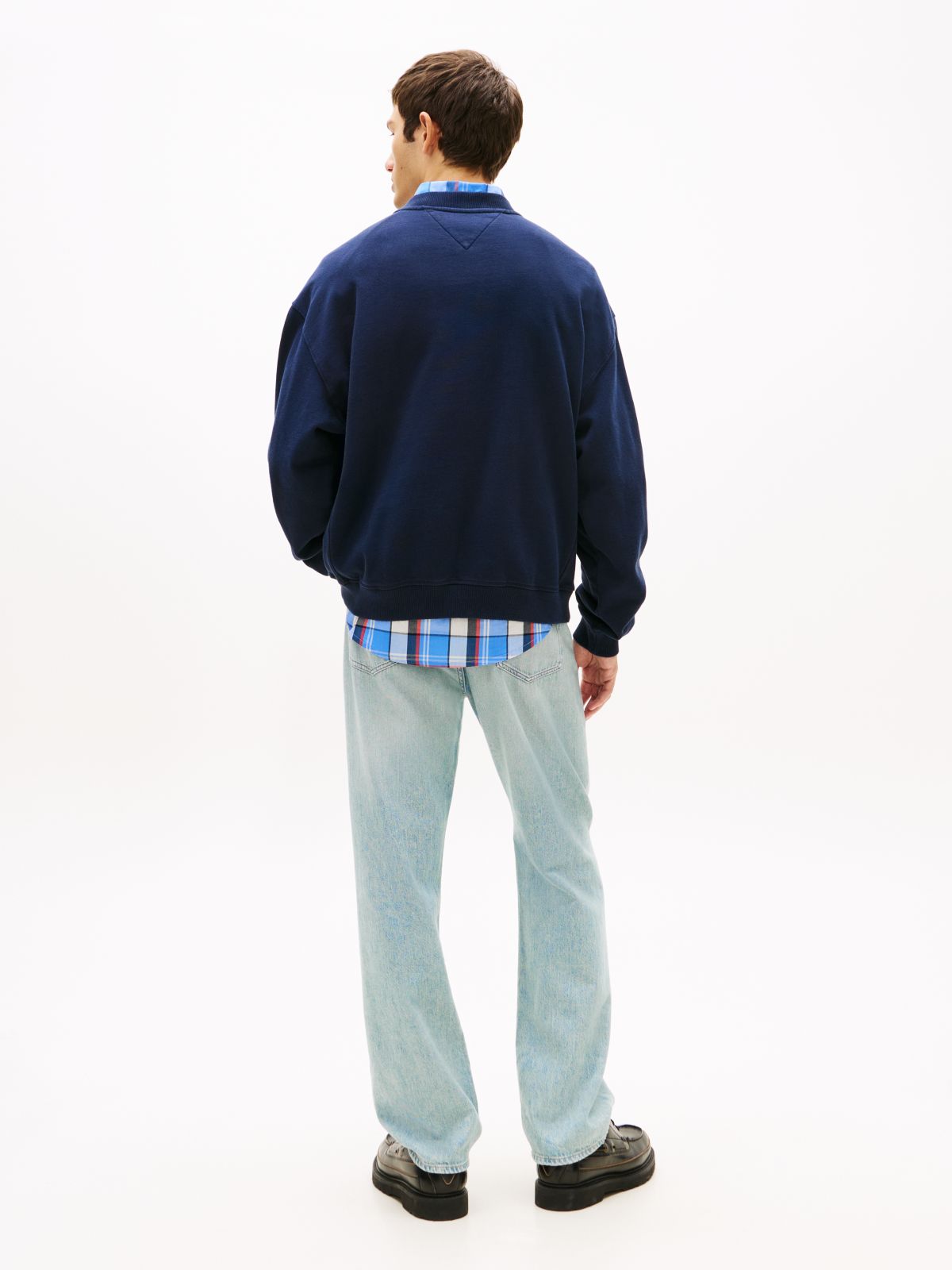 90s Wavy Flag Terry Crew Neck Sweatshirt — Blue