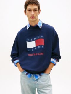 90s Wavy Flag Terry Crew Neck Sweatshirt — Blue 1