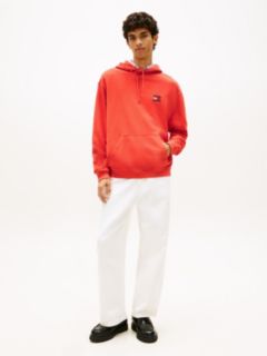 Back Logo Wavy Flag Relaxed Hoody — Red 3