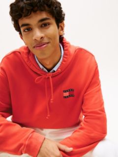 Back Logo Wavy Flag Relaxed Hoody — Red 4