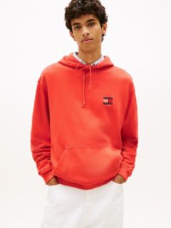 Back Logo Wavy Flag Relaxed Hoody — Red 1