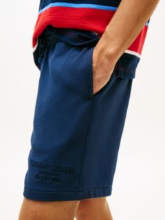 Classic Tonal Logo Embroidery Sweat Shorts — Blue 3