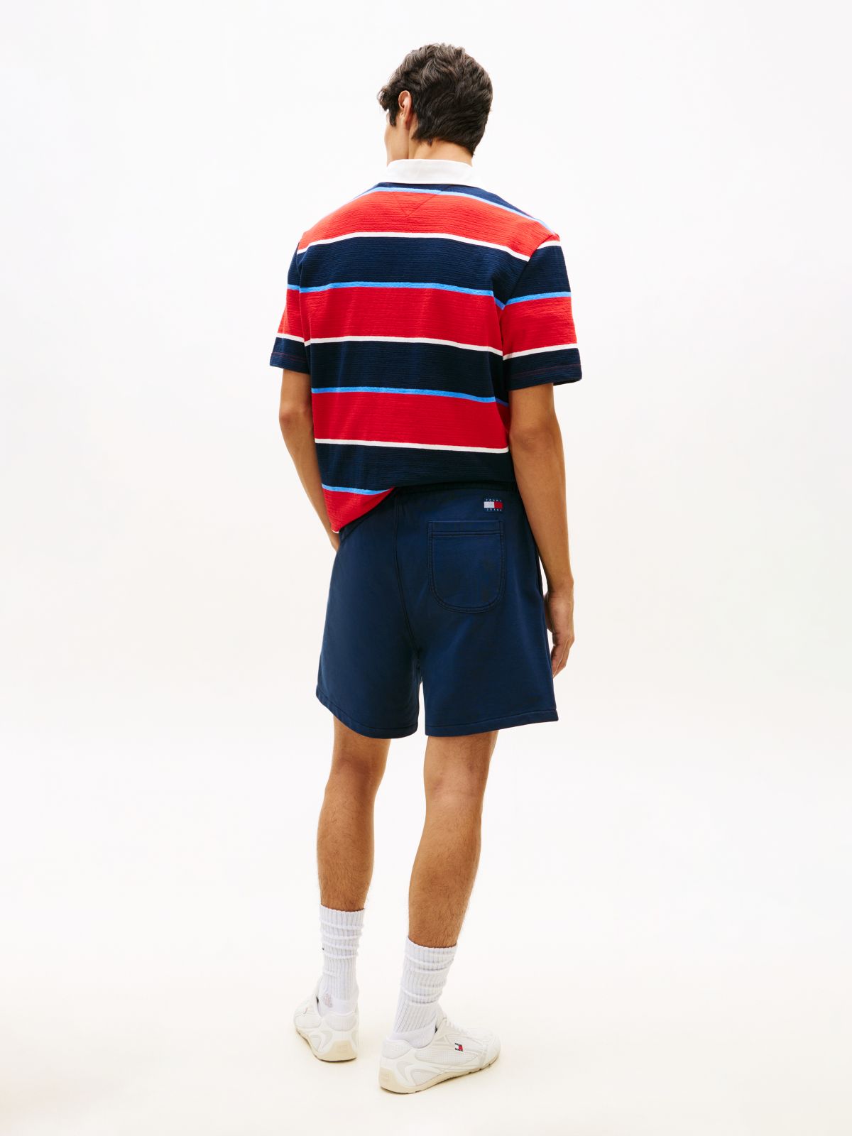 Classic Tonal Logo Embroidery Sweat Shorts — Blue