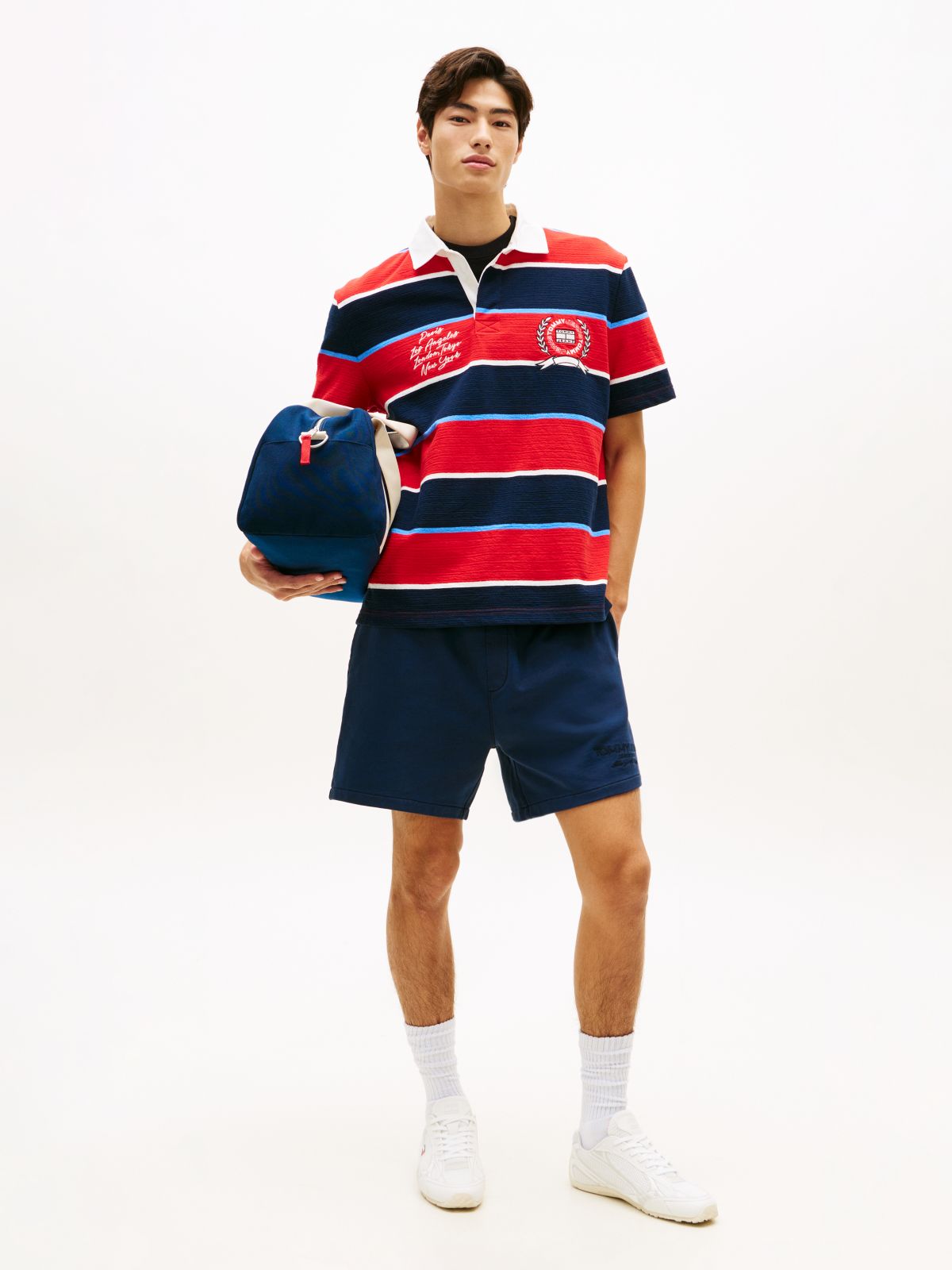 Classic Tonal Logo Embroidery Sweat Shorts — Blue