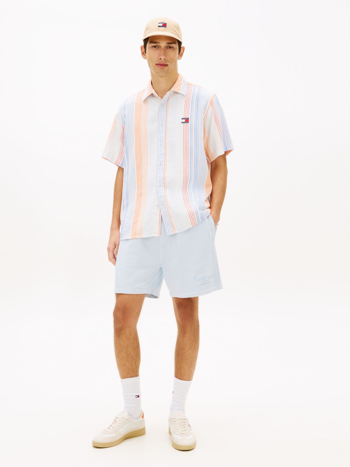 Classic Tonal Logo Embroidery Sweat Shorts — Blue
