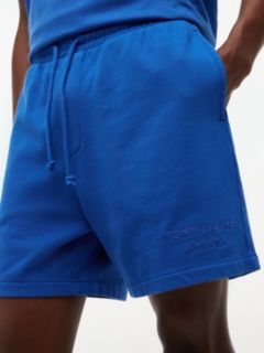 Classic Tonal Logo Embroidery Sweat Shorts — Blue 3