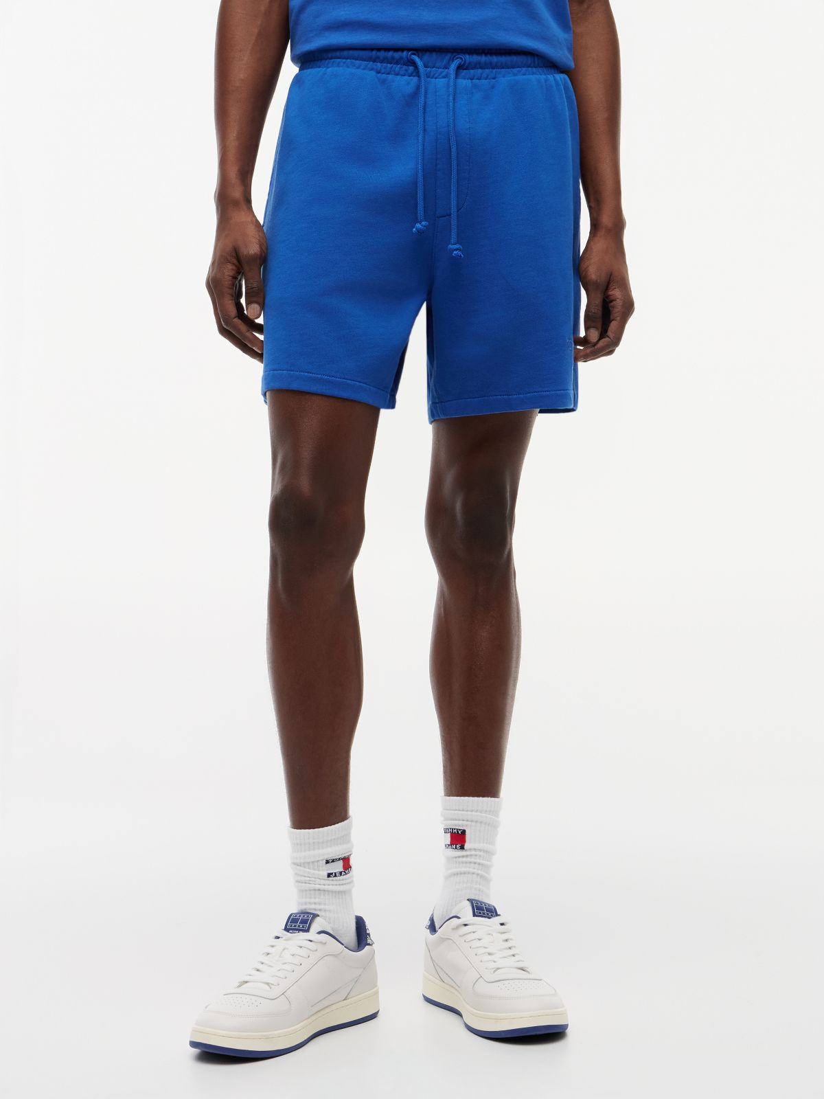Classic Tonal Logo Embroidery Sweat Shorts — Blue