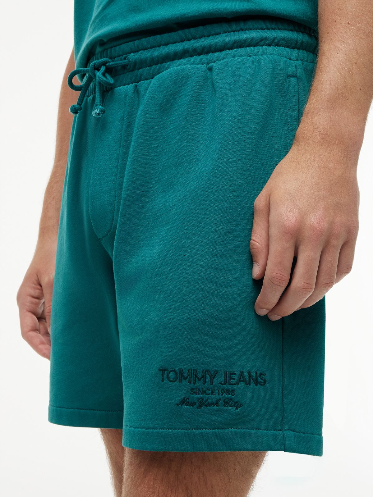 Classic Tonal Logo Embroidery Sweat Shorts — Green