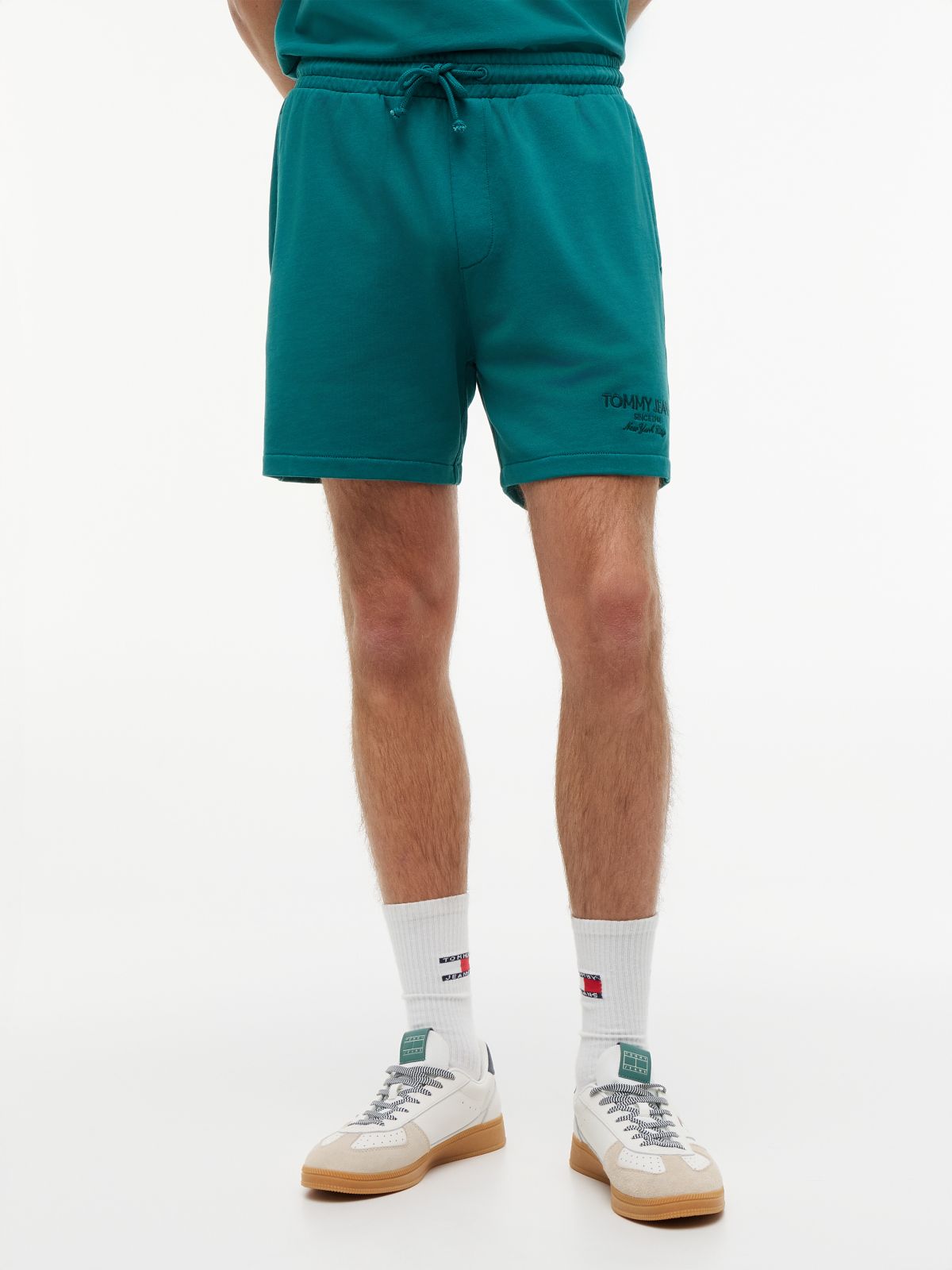 Classic Tonal Logo Embroidery Sweat Shorts — Green
