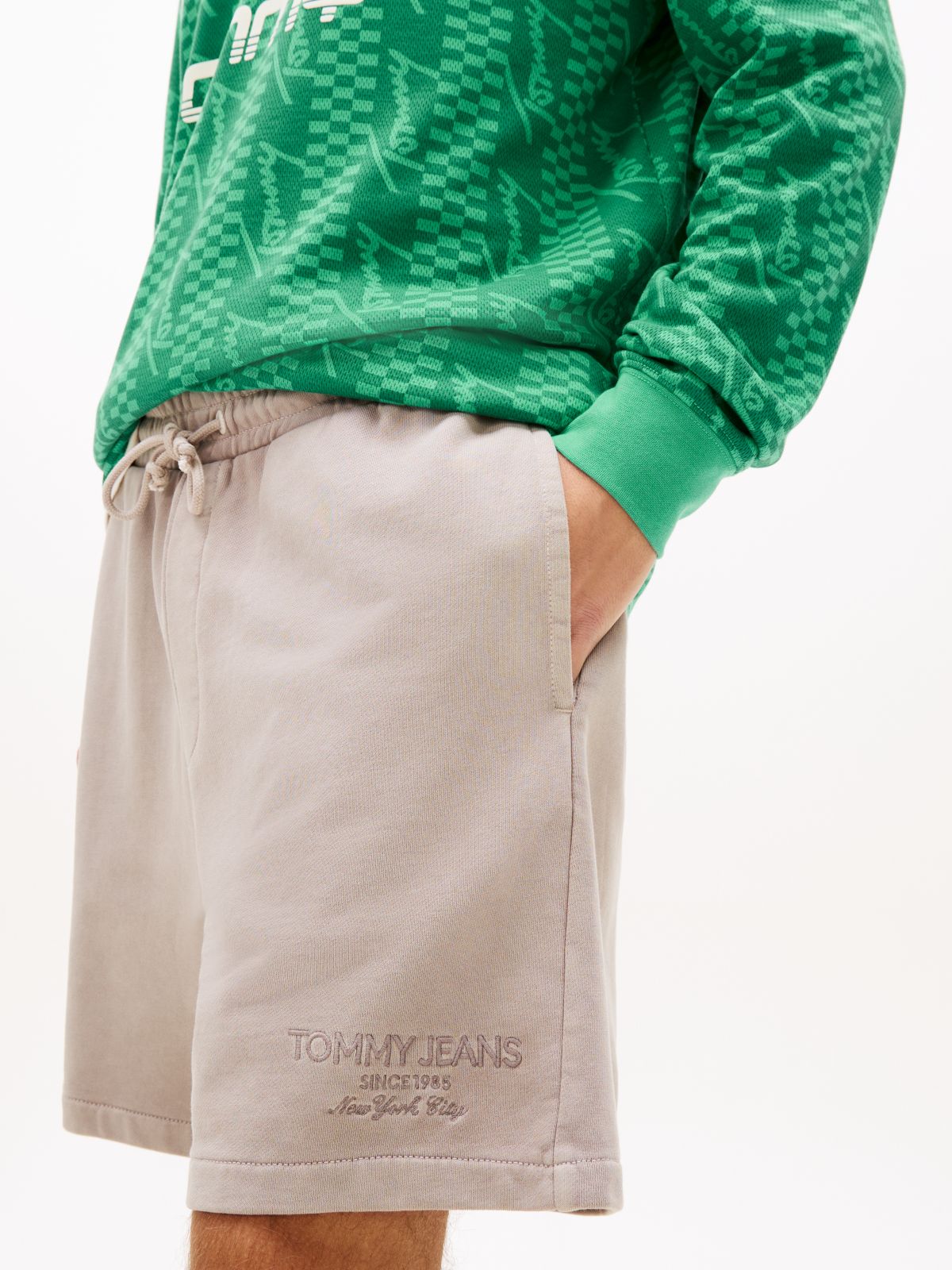 Classic Tonal Logo Embroidery Sweat Shorts — Grey