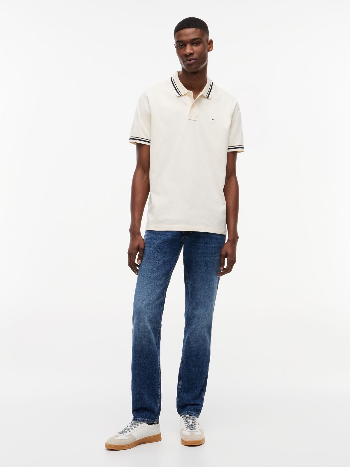 Tommy Flag Regular Fit Tipped Polo Shirt — Beige