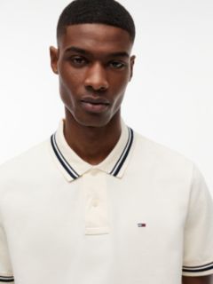 Tommy Flag Regular Fit Tipped Polo Shirt — Beige 3