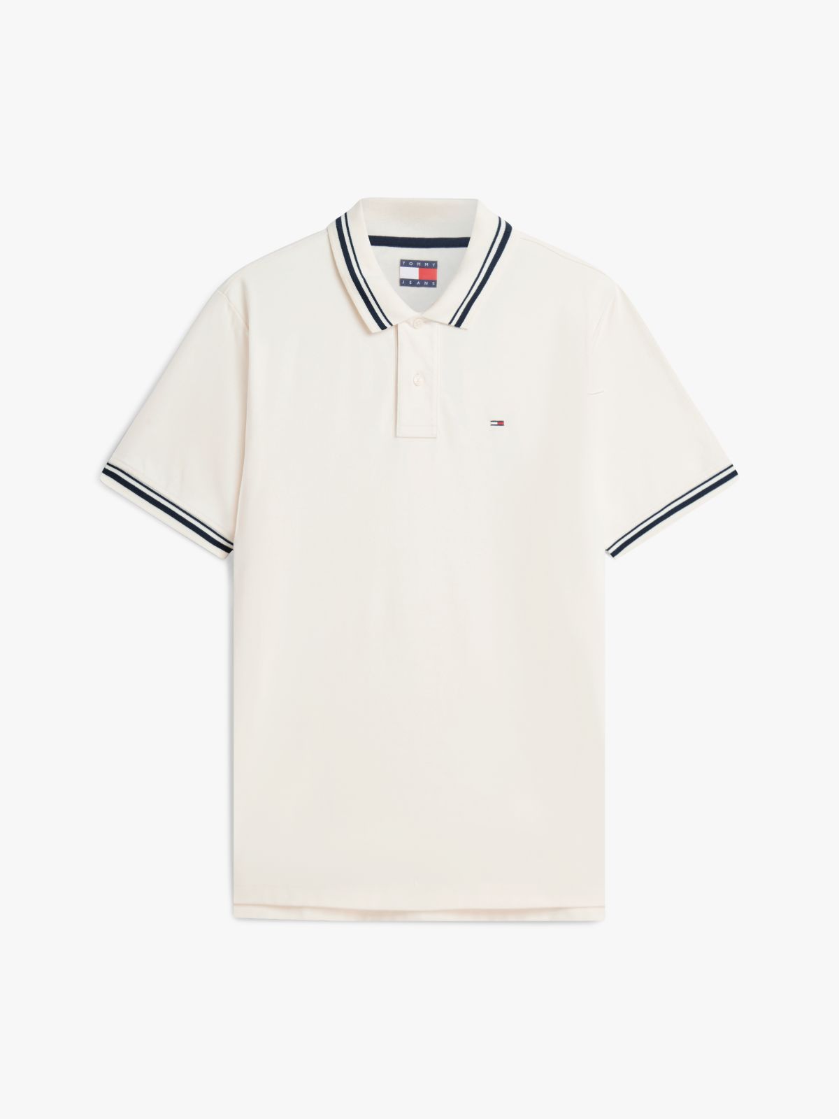 Tommy Flag Regular Fit Tipped Polo Shirt — Beige