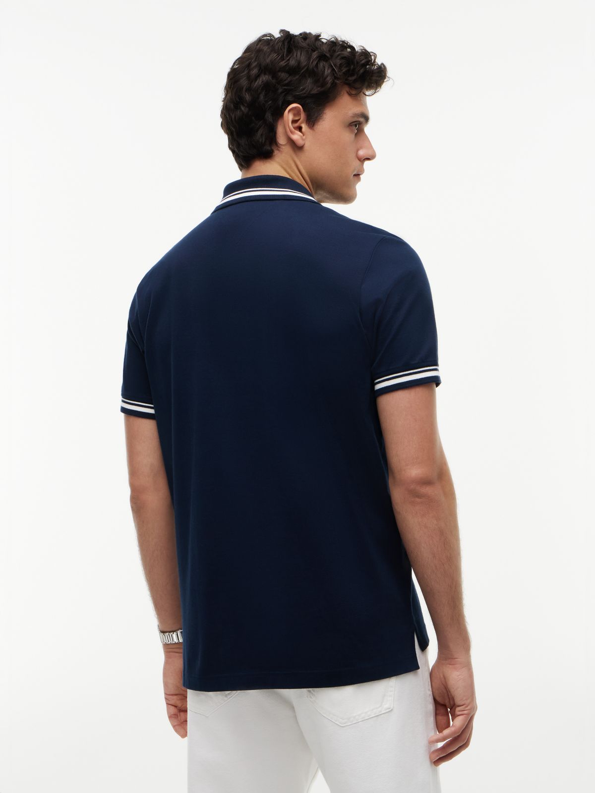 Tommy Flag Regular Fit Tipped Polo Shirt — Blue