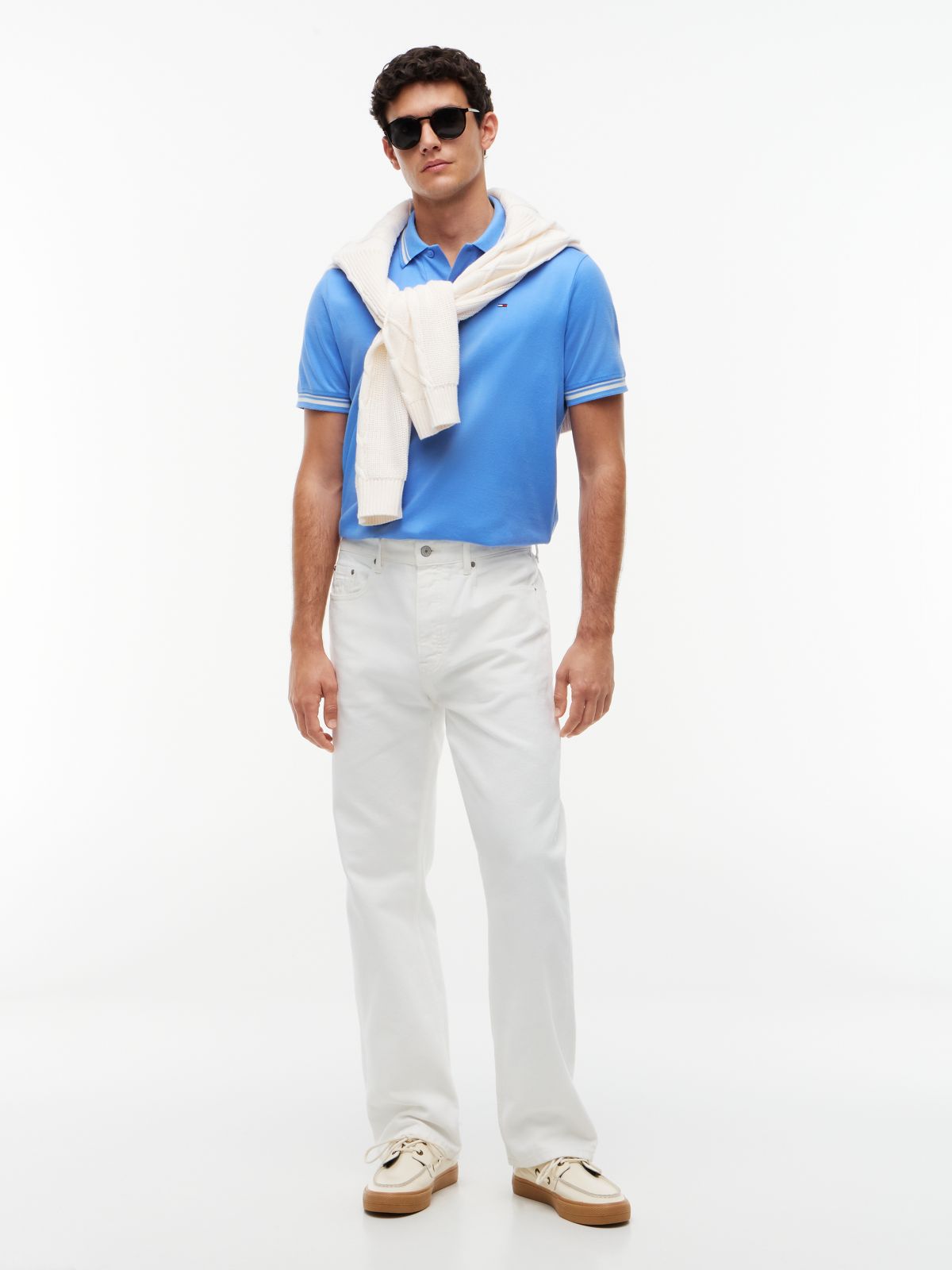 Tommy Flag Regular Fit Tipped Polo Shirt — Blue
