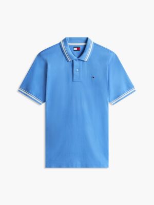 blue tommy flag regular fit tipped polo shirt for men tommy jeans
