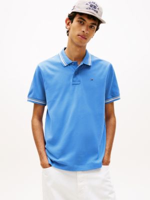 polo de corte regular ribeteado con logo blue de hombres tommy jeans