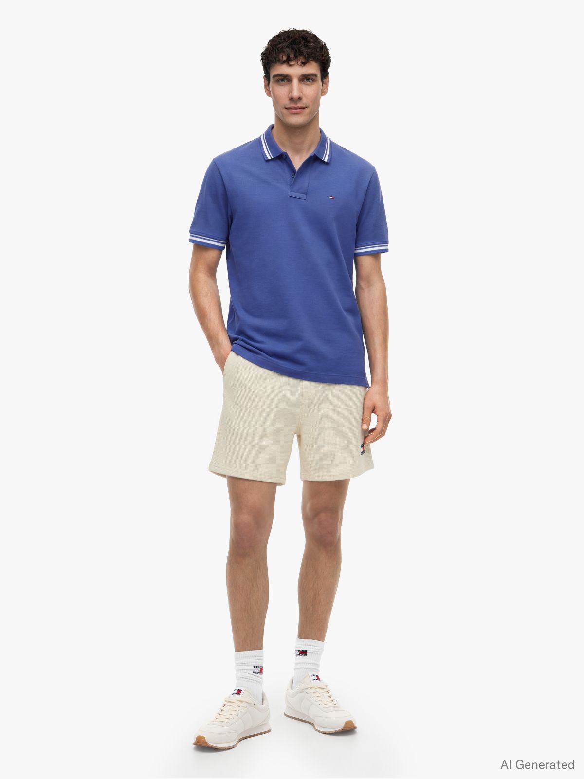 Tommy Flag Regular Fit Tipped Polo Shirt — Blue