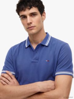 Tommy Flag Regular Fit Tipped Polo Shirt — Blue 3