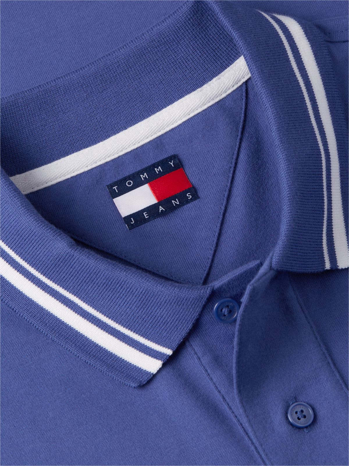 Tommy Flag Regular Fit Tipped Polo Shirt — Blue