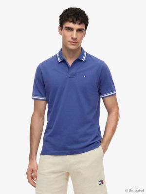 polo regular fit con righe a contrasto blue da uomini tommy jeans