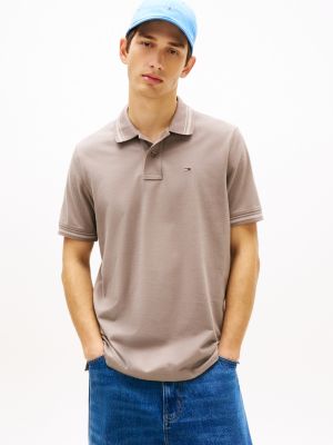 polo tommy flag regular fit a contrasto grey da uomini tommy jeans