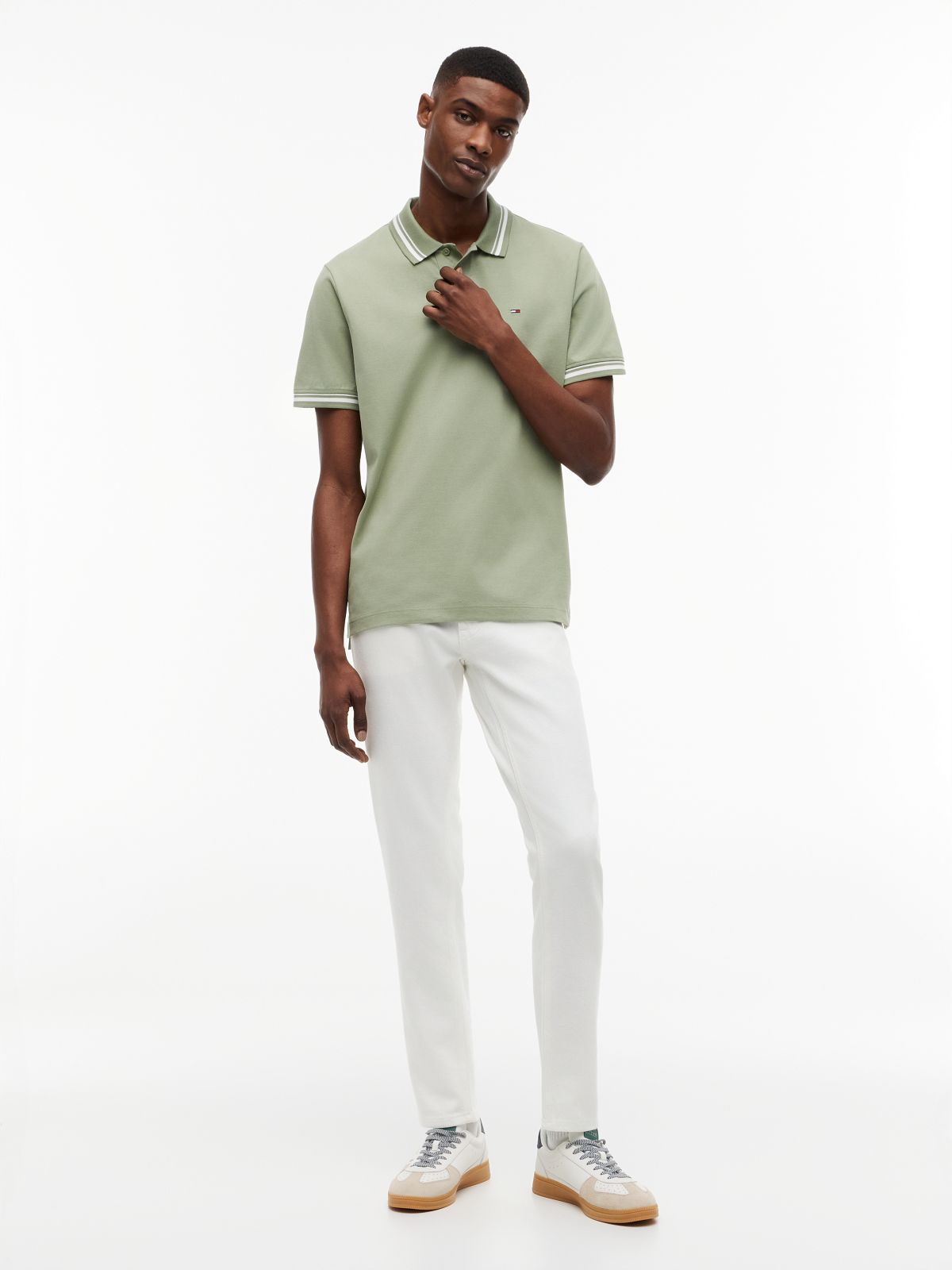 Tommy Flag Regular Fit Tipped Polo Shirt — Green