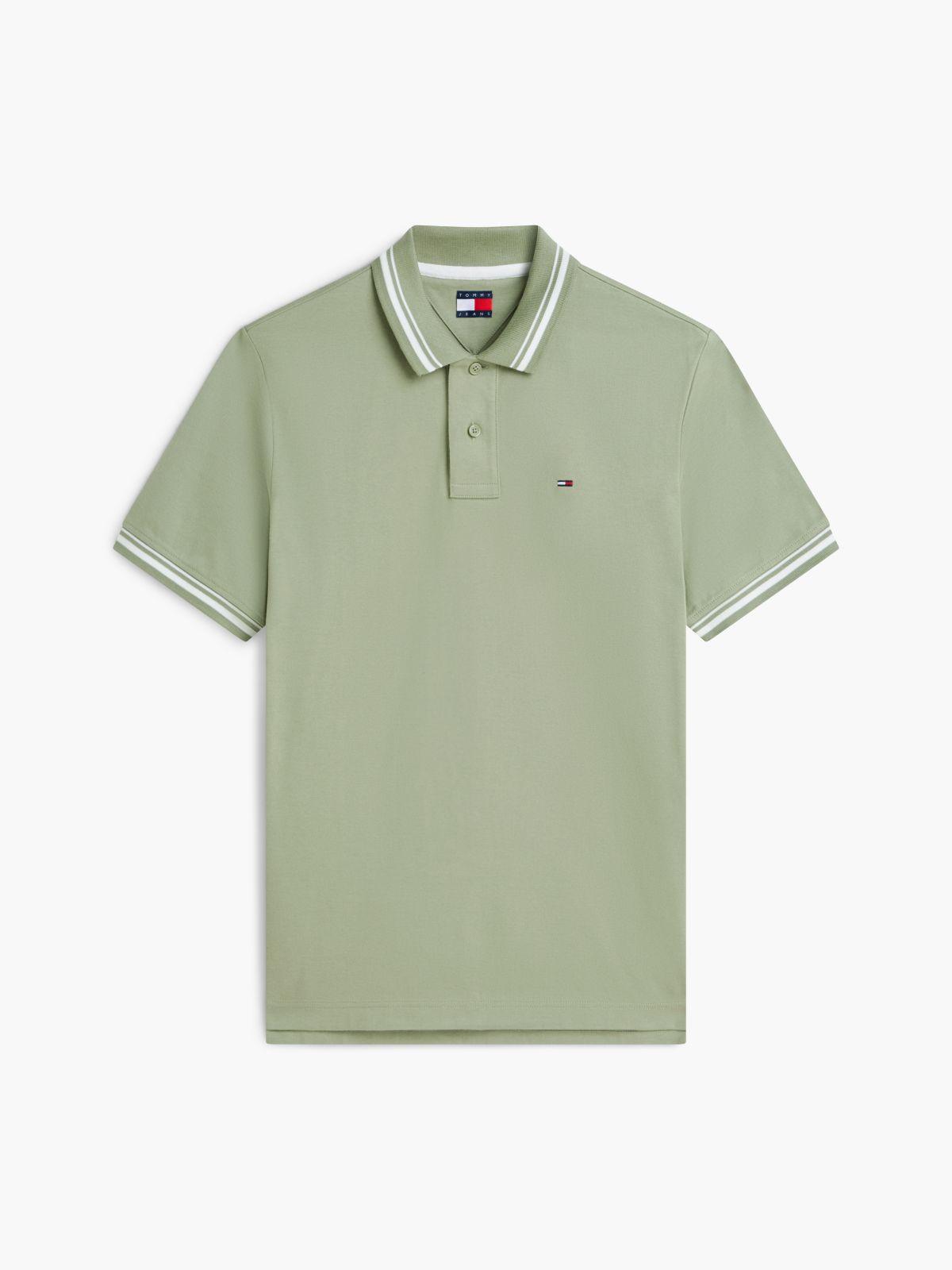 Tommy Flag Regular Fit Tipped Polo Shirt — Green