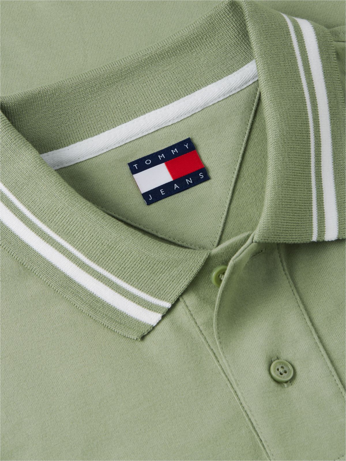 Tommy Flag Regular Fit Tipped Polo Shirt — Green