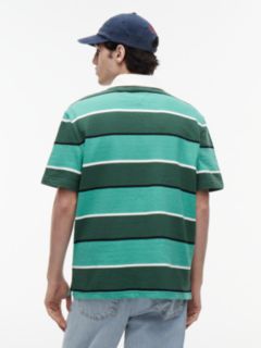 Relaxed Fit Rugby Stripe Embroidery Polo Shirt — Green 4