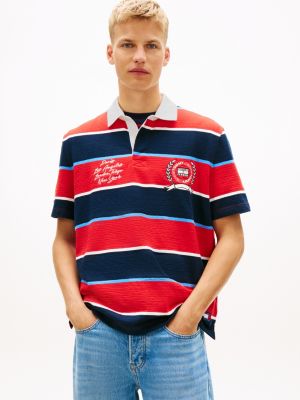 polo amplio de rayas estilo rugby con bordado red de hombres tommy jeans
