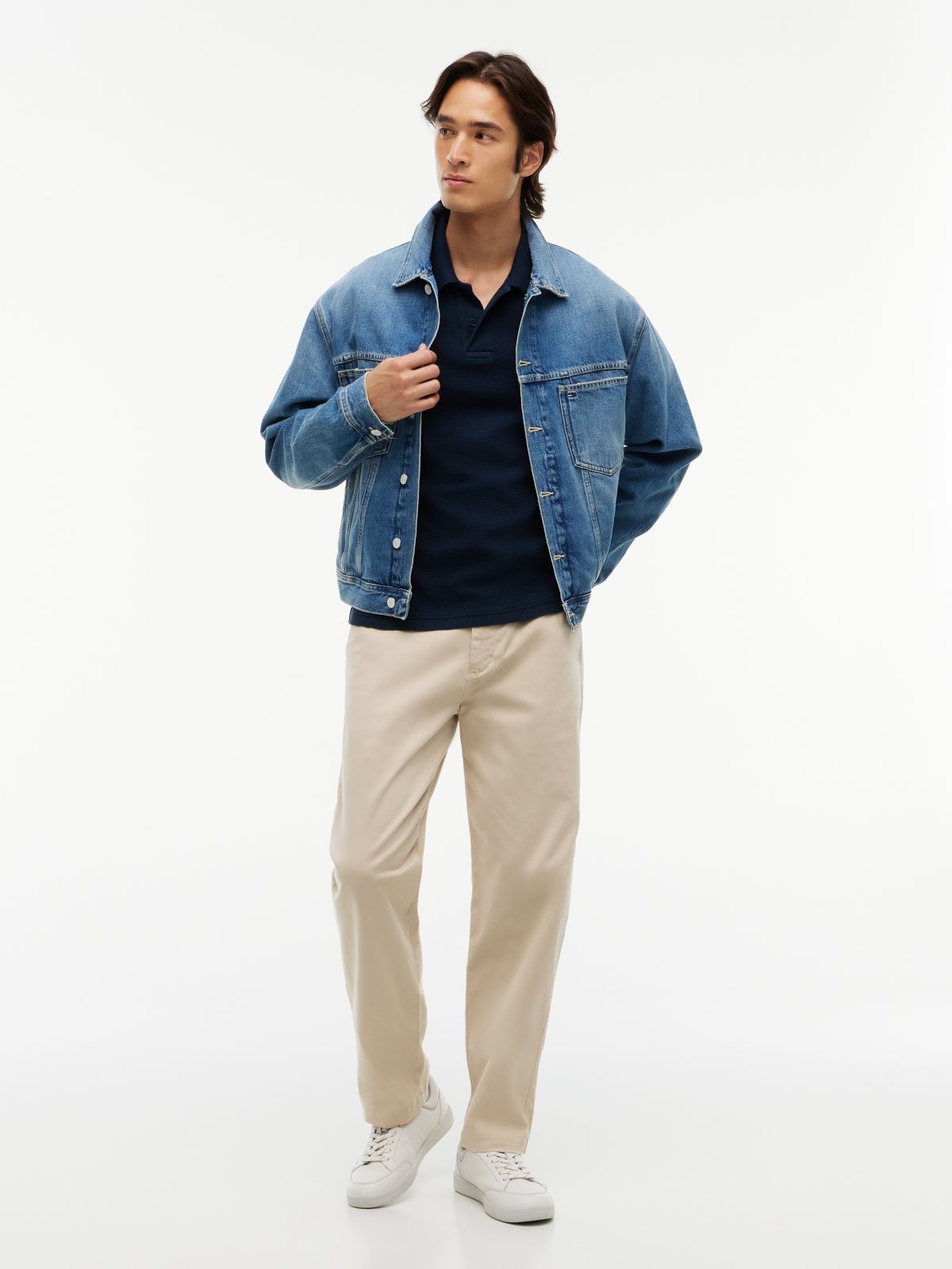 Tommy Badge Regular Fit Waffle Knit Polo Shirt — Blue