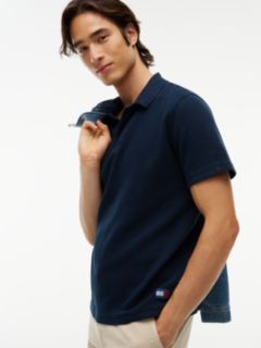 Tommy Badge Regular Fit Waffle Knit Polo Shirt — Blue 3