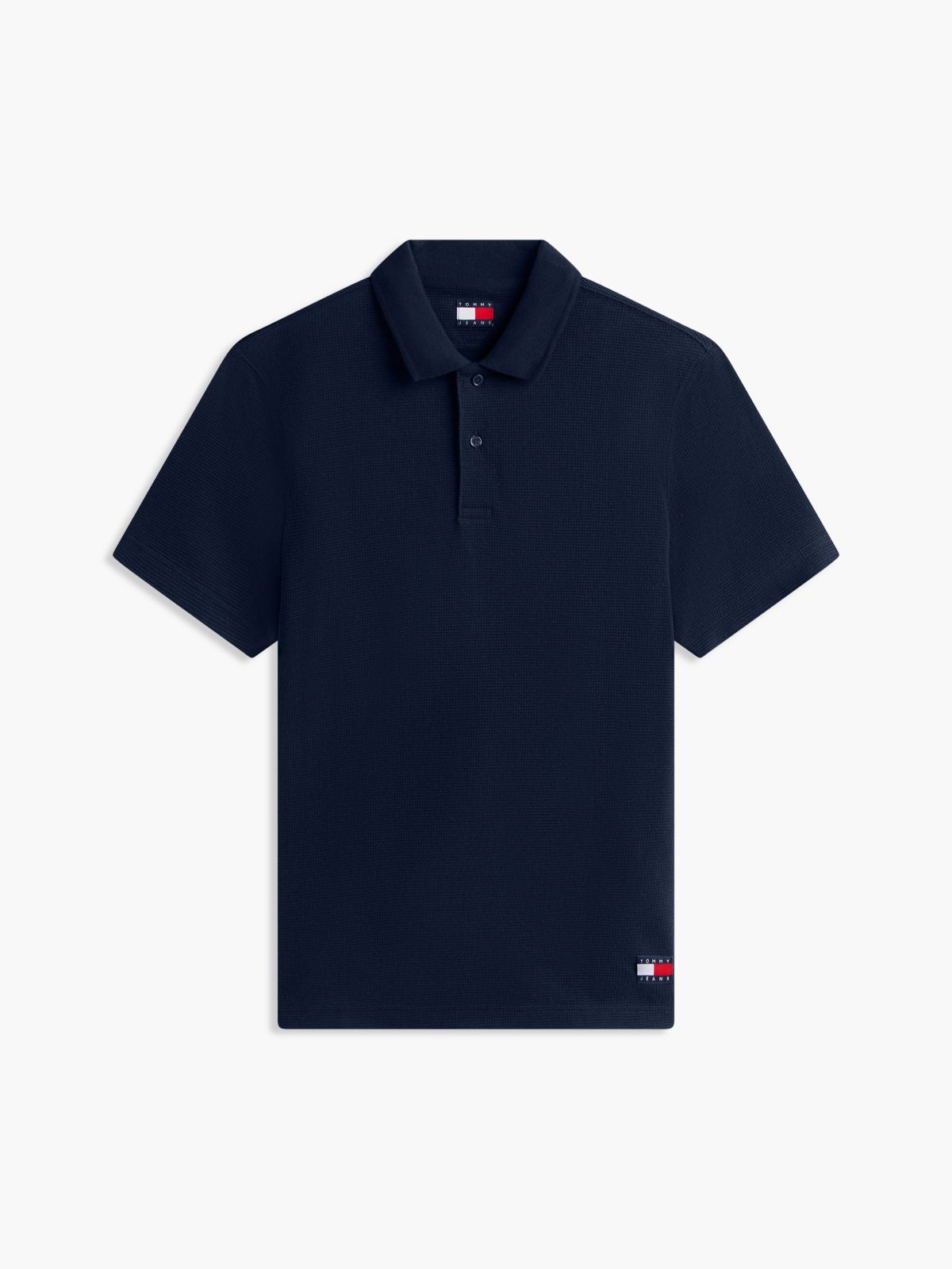 Tommy Badge Regular Fit Waffle Knit Polo Shirt — Blue