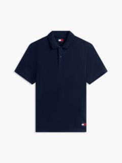 Tommy Badge Regular Fit Waffle Knit Polo Shirt — Blue 6