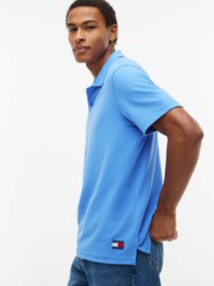 Tommy Badge Regular Fit Waffle Knit Polo Shirt — Blue 3