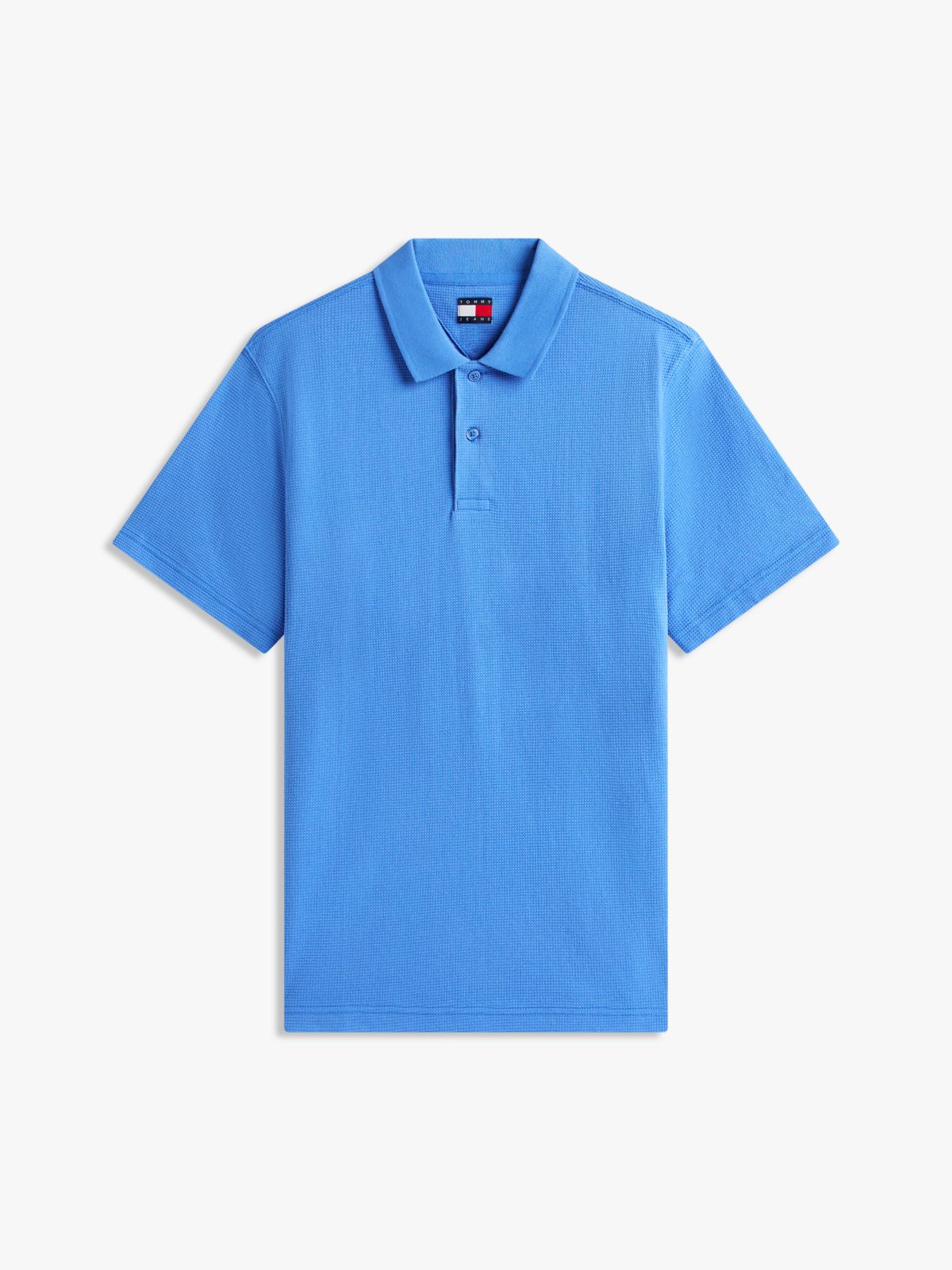 Tommy Badge Regular Fit Waffle Knit Polo Shirt — Blue