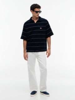 90s Regular Fit Towelling Terry Polo Shirt — Blue 2
