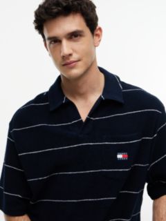 90s Regular Fit Towelling Terry Polo Shirt — Blue 3