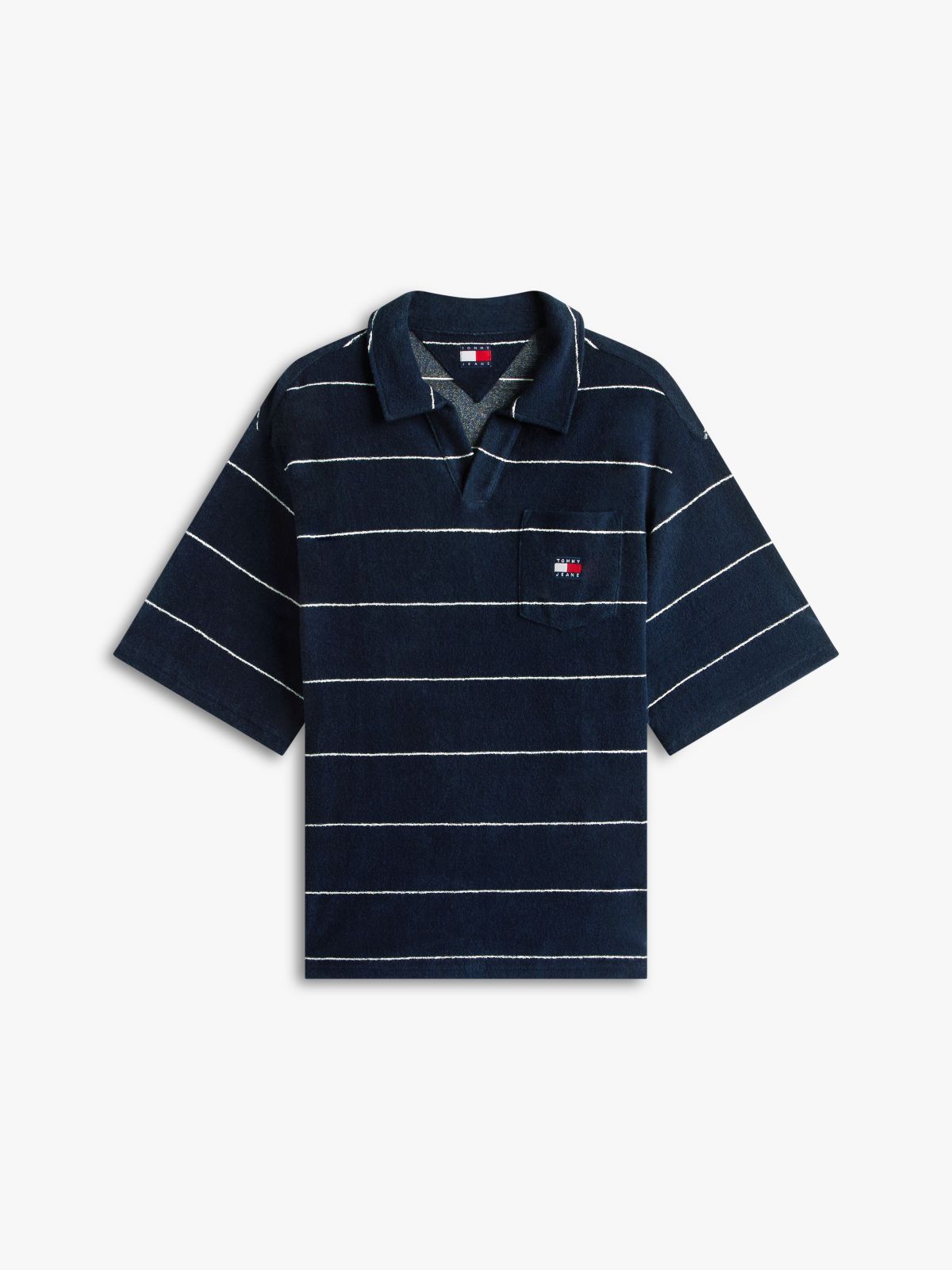 90s Regular Fit Towelling Terry Polo Shirt — Blue