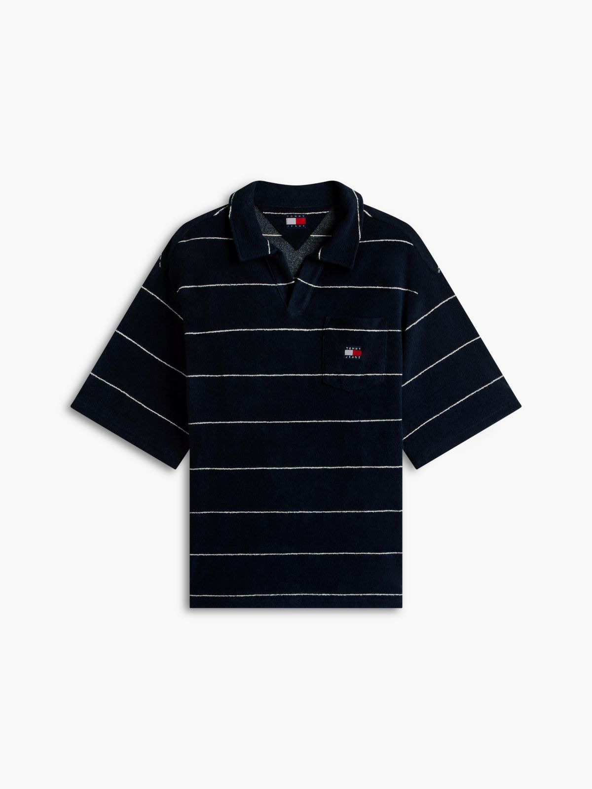 90s Regular Fit Towelling Terry Polo Shirt — Blue