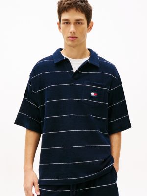 polo '90s coupe standard en tissu éponge blue pour hommes tommy jeans