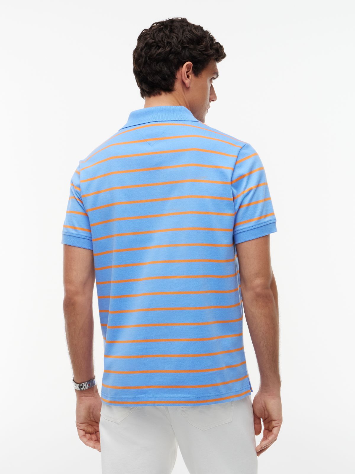 Tommy Flag Regular Fit Stripe Polo Shirt — Blue