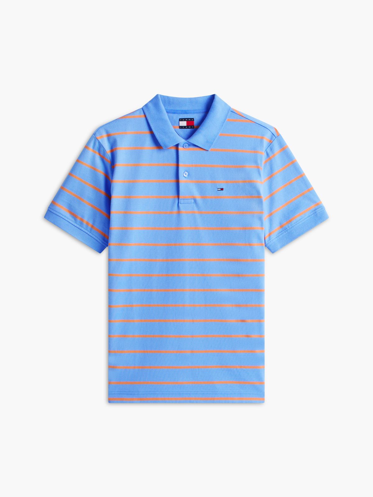 Tommy Flag Regular Fit Stripe Polo Shirt — Blue