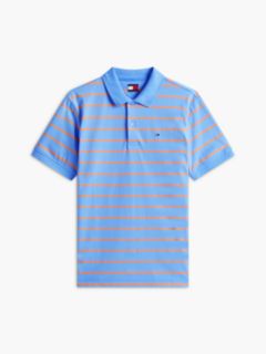 Tommy Flag Regular Fit Stripe Polo Shirt — Blue 6